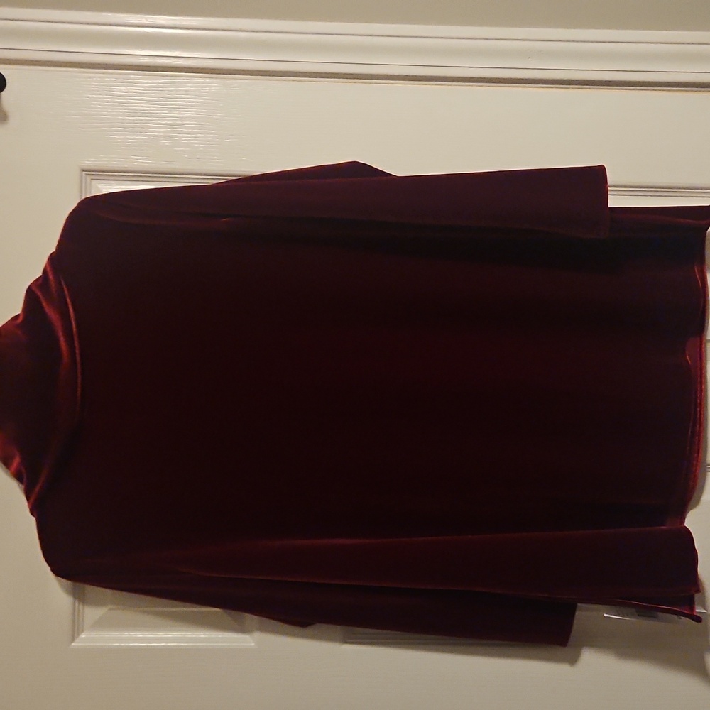 NWT Caroline Rose Velvet Cowl Neck Tunic: Deep Red Made In USA - Picture 10 of 10